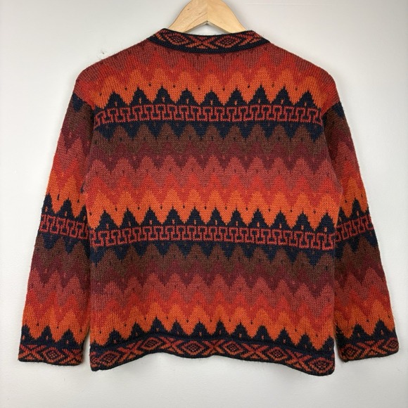 Vintage Peruvian Alpaca Women's S Cardigan Geometric Pattern Boho Hippie Indie - Picture 8 of 8